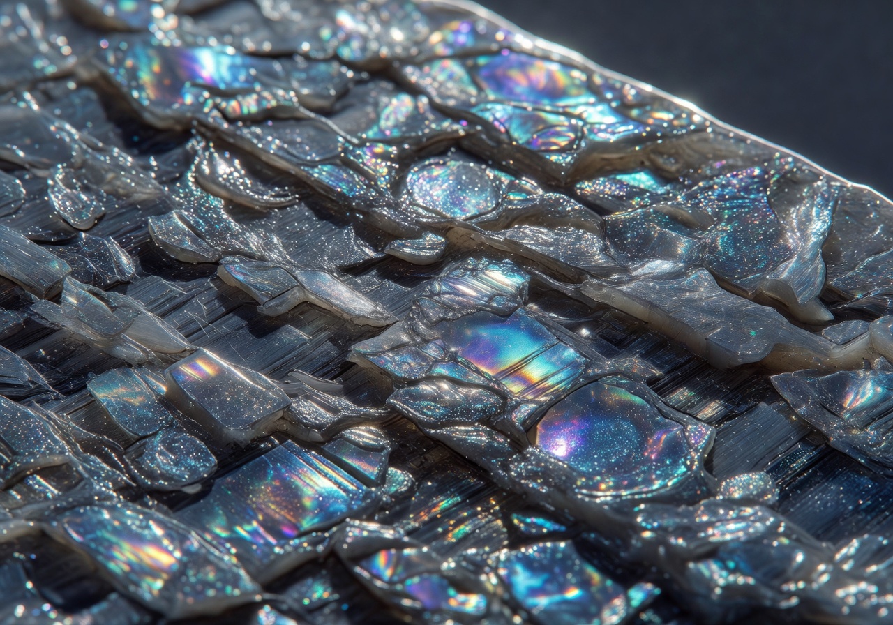 Close-up of waterproof composite material texture with futuristic nano-coating visible under studio lighting