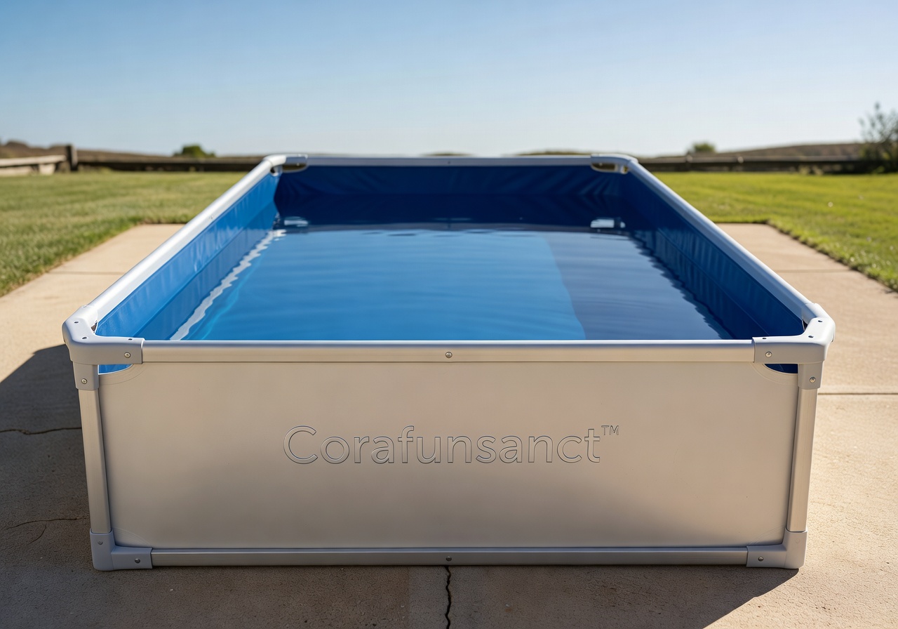 Corafunsanctm portable pool front angle view