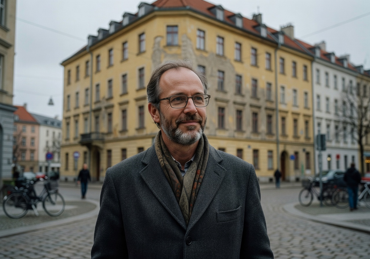 Portrait of Markus F., a middle-aged man with glasses from Berlin, Germany